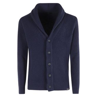 Fay Truien & Vesten, Heren, Blauw, L, Denim, Blauwe Shawl Kraag Cardigan Sweater