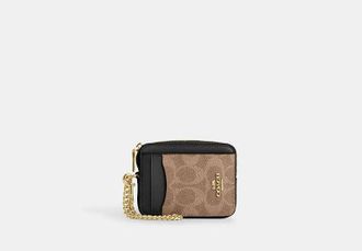 Coach Womens Zip Card Case in Beige | PVC