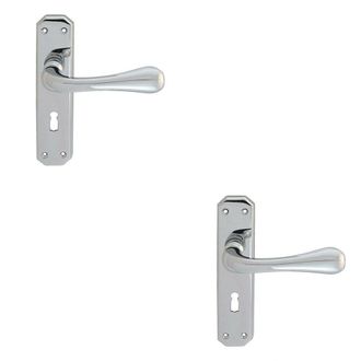 Loops 2x PAIR Heavy Duty Handle on Angular Lock Backplate 180 x 40mm Polished Chrome