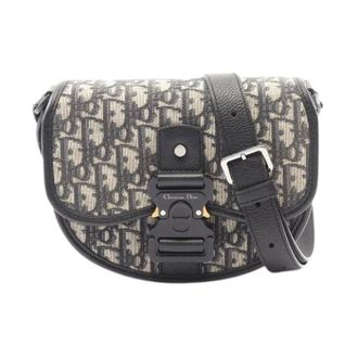 Dior Pre-owned Gallop Mini Oblique Canvas Leren Schoudertas - Dames - Pre-owned - Beige - Maat: ONE Size Leer