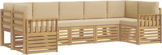 vidaXL Conjunto De Sof&aacute;s De Exterior 6 Uds. Blanco Y Beige Poli&eacute;ster Vidaxl