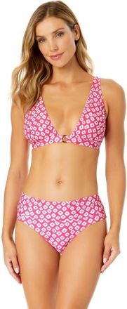 Anne Cole Womens Shibori Geo Ring Plunge Triangle Bikini Swim Top in Shibori Geo Pink at Nordstrom, Size X-Large