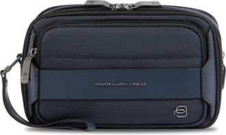 Piquadro Clutch met Afneembare Polsband - Heren - Schoudertassen - Blauw - ONE Size - Leer - Tassen
