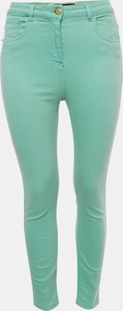 Elisabetta Franchi Green Cotton High Rise Skinny Jeans M Waist