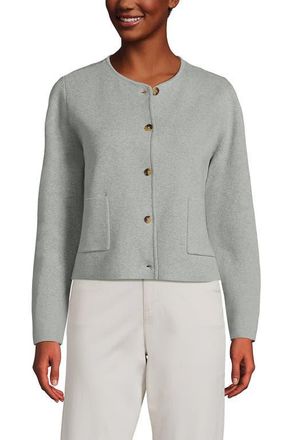 Lands End Fine Gauge Cotton Milano Blazer Sweater in Gray Heather at Nordstrom, Size X-Small Short