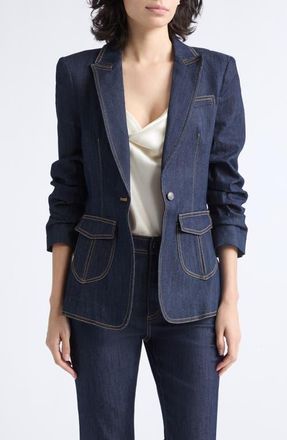 Cinq &agrave; Sept Louisa Cotton Blend Jacket in Indigo at Nordstrom, Size 14