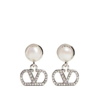 Valentino Garavani Silver VLogo Signature Drop Earrings
