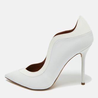 Malone Souliers White Leather And Patent Leather Penelope Pumps