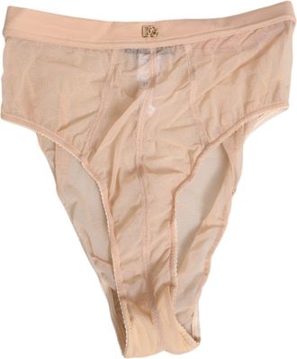 Dolce & Gabbana Beige Sheer Mesh High Waist Panty Womens Underwear