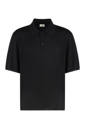 Saint Laurent Black Solid Shirt Collar Polo