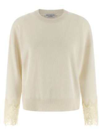 Brunello Cucinelli Knit Cuffs Sweaters And Cardigans White