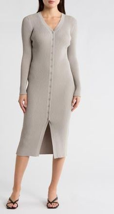 1.State Rib Knit Cardigan Midi Dress in Soft Grey at Nordstrom Rack, Size Xx-Small