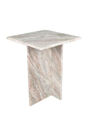 Jonathan Y Designs Cecil Modern Square Marble End Table with Cross Base, Solid Stone Accent Side Table for Living Room in Gray/beige at Nordstrom