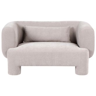Beliani Sof&aacute; 2 Plazas Tapizado De Tela Con Textura Aterciopelada Patas Cil&iacute;ndricas Estilo Org&aacute;nico Beige Hogbo