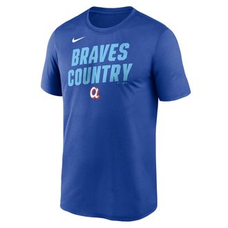 Nike Atlanta Braves City Connect Team Phrase Script Nike Mens Dri-FIT MLB T-Shirt in Blue | NKGK4EVAW-TG9