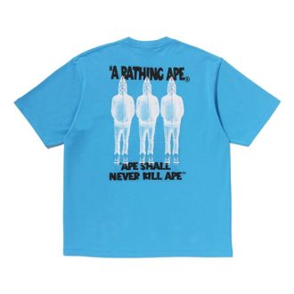 A Bathing Ape Shark Seijin a Bathing Ape Logo T-Shirt Blue 0ZXTEM312101QBLX