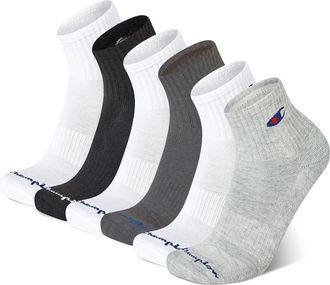 Champion Mens Ankle 6-Pack Moisture-Wicking Athletic Socks with Cushioning & Arch Support (Size 6-12), High Quarter Multi (White, Grey, Black), 4.5-12 UK (Pack