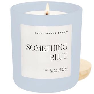Sweet Water Decor 15 oz Wedding and Engagement Candles in Something Blue at Nordstrom