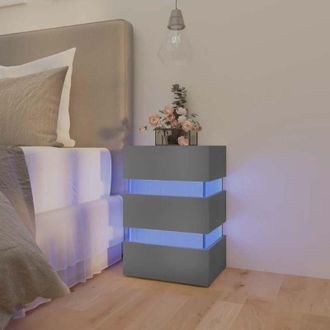 vidaXL Comodino con Luci led Grigio 45x35x67 cm in Legno Multistrato - Vidaxl