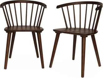 Sweeek Juego de 2 sillas de bar de madera de nogal y contrachapado