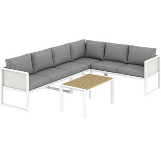 OUTSUNNY Muebles de jard&iacute;n 120x59.5x62.5 cm gris claro y blanco