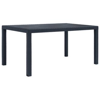 vidaXL Mesa De Jard&iacute;n De Pl&aacute;stico Aspecto Rat&aacute;n Gris 150x90x72 Cm Vidaxl