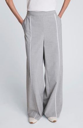 Kenneth Cole Piping Detail Wide Leg Pants in Light Heather Grey at Nordstrom Rack, Size Medium