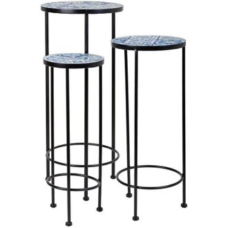 Wanderlust Deco Wanderlust Deco - Set 3 Soportes De Mosaico Y Metal Negros
