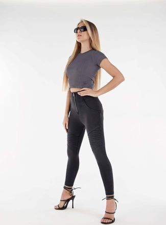 Freddy Leggings FREDDY Leggings WRUP4SHS328, Damen, Gr. S, EURO, schwarz (schwarz jeans, schwarz seams), Obermaterial: 84% Baumwolle CO. 16% Elasthan EL., Ho
