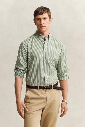 GANT Men Striped Classic Poplin Shirt (XXXL) HERB GREEN