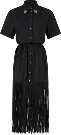 Pinko Avigliano Jurk - Dames - Shirt Kleedjes - Zwart - S - Katoen - Kleedjes