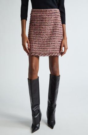 St. John Metallic Eyelash Tweed Skirt in Napa Pink Multi at Nordstrom, Size 10