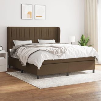 vidaXL Vidaxl - Cama Box Spring Con Colch&oacute;n Tela Marr&oacute;n Oscuro 160x200 Cm