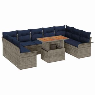 vidaXL Conjunto De Sof&aacute; De Jard&iacute;n 10 Pcs Gris Polirat&aacute;n Vidaxl