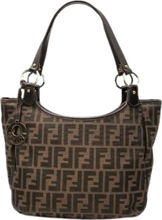 Fendi Pre-owned Shoulder Bags, female, Brown, Size: ONE SIZE Pre-owned Canvas Tote Bag