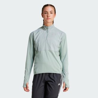 adidas adidas Performance Womens Ultimate Hi Vis Reflective 1/2-Zip Top - Green - Size X-Large