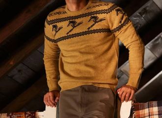 Grayers Retro Ski Crew Neck Sweater In Mustard