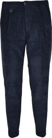 Paolo Pecora Tailored Blue Corduroy Trousers with Refined Finish