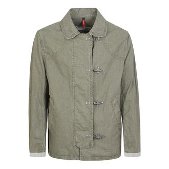 Fay Light Jackets, male, Green, Size: XL Giubbotto in lino cerato