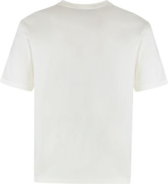 Palm Angels Mens Round Neck Cotton T-Shirt White T-Shirts And Polos