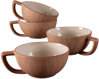 Be Home Crosshatch Latte Mugs - Set of 4 in Rust at Nordstrom