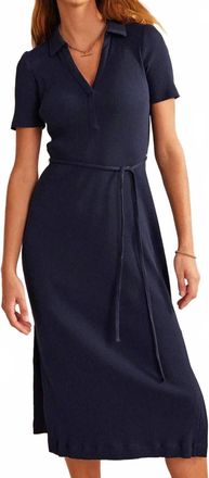 Boden Ribbed-Jersey Midi Shirt Dress In Blue