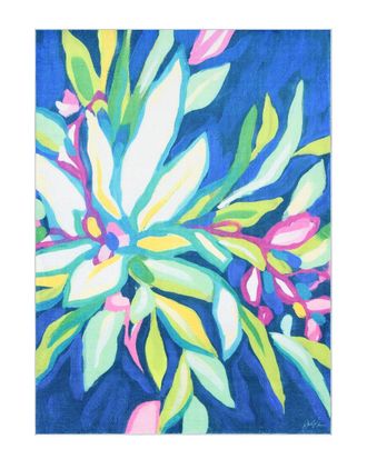 Empire Art Direct Blue Tropics I Hand Washable Flowers Art Area Rug