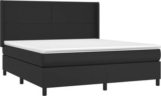 vidaXL Vidaxl - Cama Box Spring Colch&oacute;n Y Led Cuero Sint&eacute;tico Negro 180x200 Cm