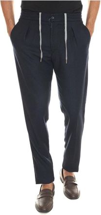 Marco Pescarolo Chiaia Jogger broek - Heren - Straight fit broeken - Blauw - M - Wol - Broeken
