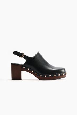 Alohas Womens ALOHAS Vinyl Clogs Black Leather Slip-On Comfort Shoes HTAT418