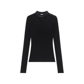 Courr&egrave;ges Black Mock Collar Sweater