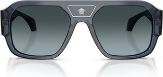 Versace 56mm Square Sunglasses in Dark Blue /Blue Gradient Grey at Nordstrom
