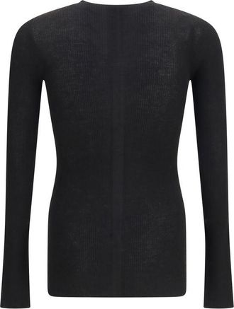 Rick Owens Mens Black Wool Oves Aries Sweatshirt Clothing
