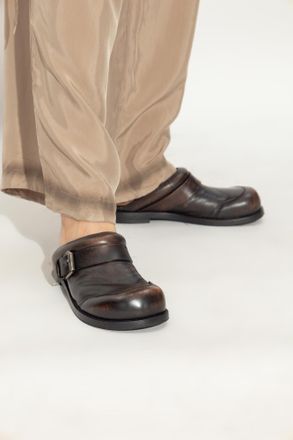 Acne Studios Leather Slides, Womens, Brown